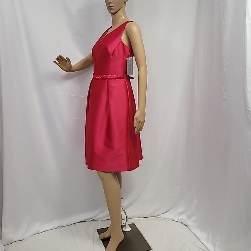 Teri Jon Fuschia Sleeveless V Neck Dress